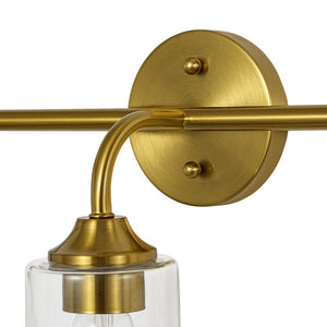 LightFixturesUSA - 3 - Light Brass Clear Glass Bell Vanity Wall Sconce - Wall Sconce - Brass - 