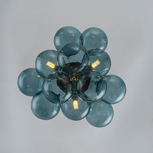 LightFixturesUSA - 3 - Light Brass Cluster Blue Glass Globe Bubble Ceiling Light - Ceiling Light - Blue Bubble - 