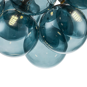 LightFixturesUSA - 3 - Light Brass Cluster Blue Glass Globe Bubble Ceiling Light - Ceiling Light - Blue Bubble - 