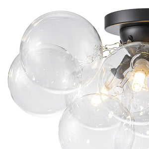 LightFixturesUSA - 3 - Light Brass Cluster Clear Glass Globe Bubble Ceiling Light - Ceiling Light - Black - 