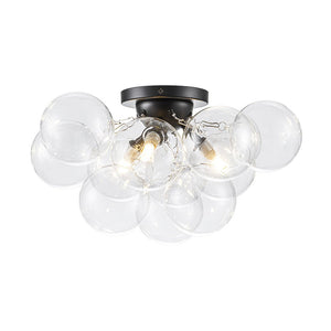 LightFixturesUSA - 3 - Light Brass Cluster Clear Glass Globe Bubble Ceiling Light - Ceiling Light - Black - 