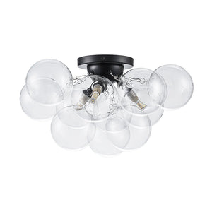 LightFixturesUSA - 3 - Light Brass Cluster Clear Glass Globe Bubble Ceiling Light - Ceiling Light - Black - 