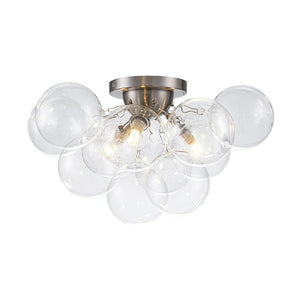 LightFixturesUSA - 3 - Light Brass Cluster Clear Glass Globe Bubble Ceiling Light - Ceiling Light - Nickel - 