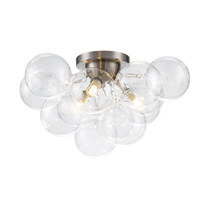 LightFixturesUSA - 3 - Light Brass Cluster Clear Glass Globe Bubble Ceiling Light - Ceiling Light - Nickel - 