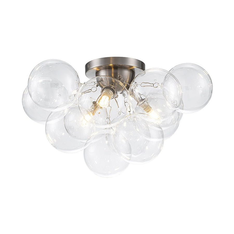 LightFixturesUSA - 3 - Light Brass Cluster Clear Glass Globe Bubble Ceiling Light - Ceiling Light - Nickel - 