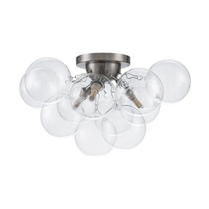 LightFixturesUSA - 3 - Light Brass Cluster Clear Glass Globe Bubble Ceiling Light - Ceiling Light - Nickel - 