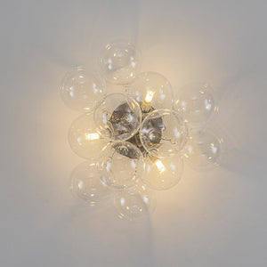 LightFixturesUSA - 3 - Light Brass Cluster Clear Glass Globe Bubble Ceiling Light - Ceiling Light - Nickel - 