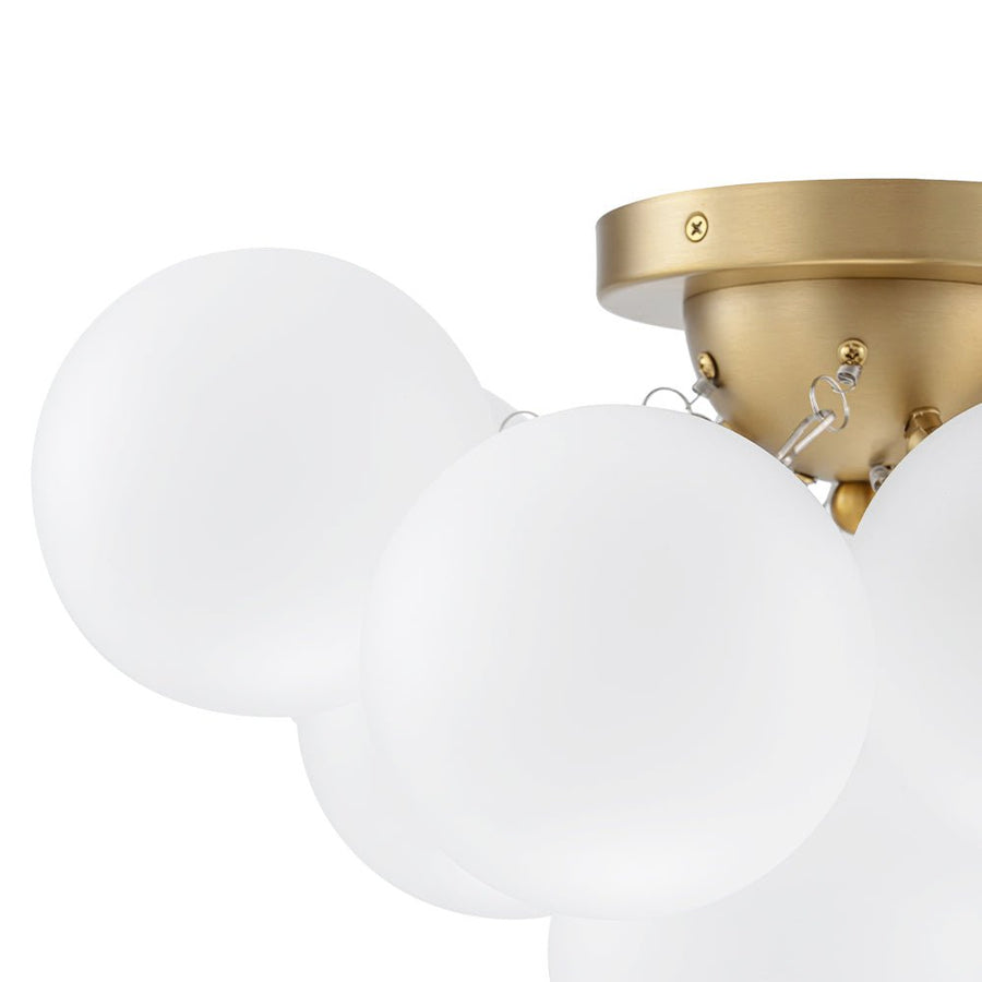 LightFixturesUSA - 3 - Light Brass Cluster Frosted Glass Globe Bubble Ceiling Light - Ceiling Light - Brass - 