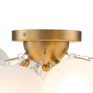 LightFixturesUSA - 3 - Light Brass Cluster Frosted Glass Globe Bubble Ceiling Light - Ceiling Light - Brass - 