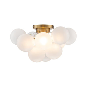 LightFixturesUSA - 3 - Light Brass Cluster Frosted Glass Globe Bubble Ceiling Light - Ceiling Light - Brass - 