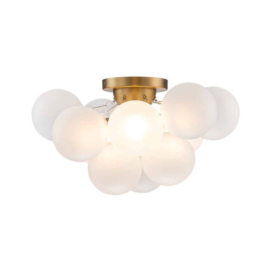 LightFixturesUSA - 3 - Light Brass Cluster Frosted Glass Globe Bubble Ceiling Light - Ceiling Light - Brass - 