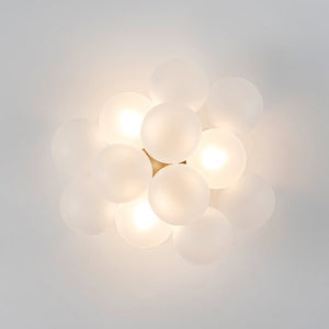 LightFixturesUSA - 3 - Light Brass Cluster Frosted Glass Globe Bubble Ceiling Light - Ceiling Light - Brass - 
