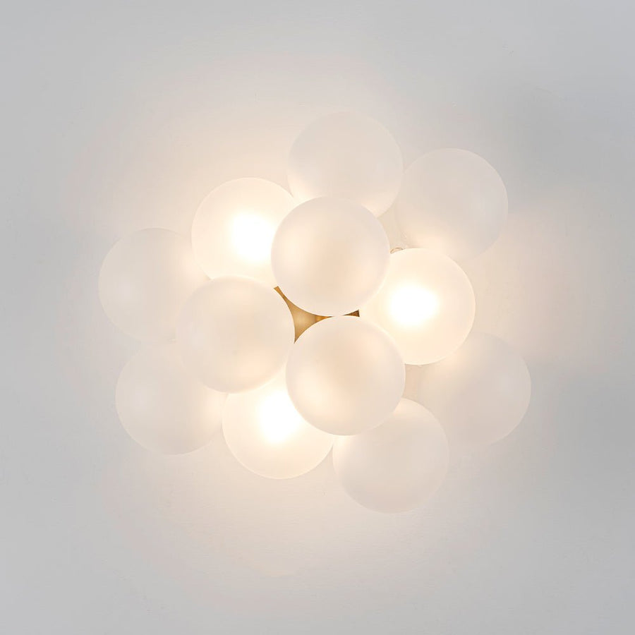 LightFixturesUSA - 3 - Light Brass Cluster Frosted Glass Globe Bubble Ceiling Light - Ceiling Light - Brass - 