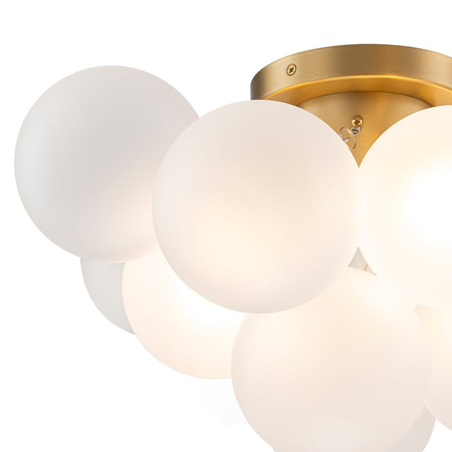 LightFixturesUSA - 3 - Light Brass Cluster Frosted Glass Globe Bubble Ceiling Light - Ceiling Light - Brass - 