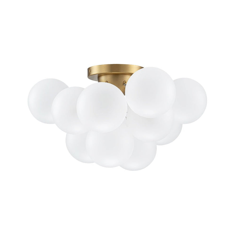 LightFixturesUSA - 3 - Light Brass Cluster Frosted Glass Globe Bubble Ceiling Light - Ceiling Light - Brass - 