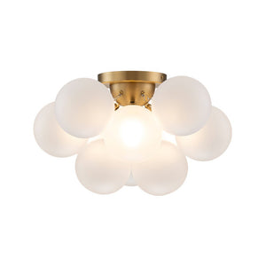 LightFixturesUSA - 3 - Light Brass Cluster Frosted Glass Globe Bubble Ceiling Light - Ceiling Light - Brass - 