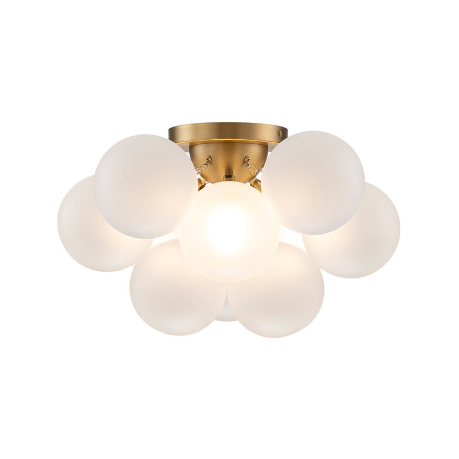 LightFixturesUSA - 3 - Light Brass Cluster Frosted Glass Globe Bubble Ceiling Light - Ceiling Light - Brass - 