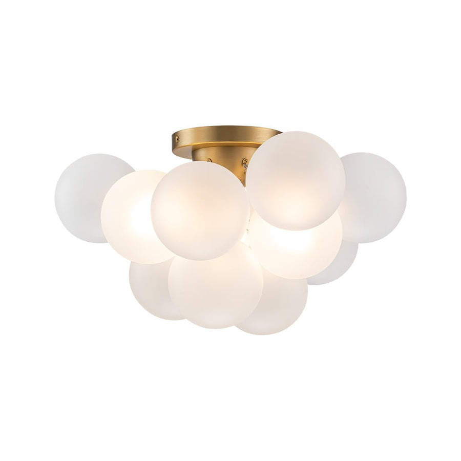 LightFixturesUSA - 3 - Light Brass Cluster Frosted Glass Globe Bubble Ceiling Light - Ceiling Light - Brass - 