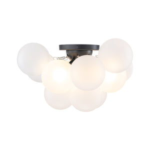 LightFixturesUSA-3-Light Brass Cluster Frosted Glass Globe Bubble Ceiling Light-Ceiling Light-Nickel (Pre-Order)-