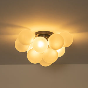 LightFixturesUSA-3-Light Brass Cluster Frosted Glass Globe Bubble Ceiling Light-Ceiling Light-Nickel (Pre-Order)-