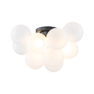 LightFixturesUSA-3-Light Brass Cluster Frosted Glass Globe Bubble Ceiling Light-Ceiling Light-Nickel (Pre-Order)-