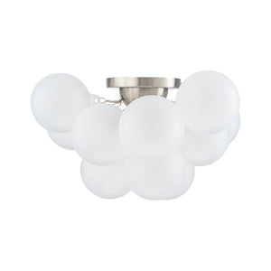 LightFixturesUSA-3-Light Brass Cluster Frosted Glass Globe Bubble Ceiling Light-Ceiling Light-Nickel (Pre-Order)-