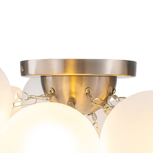 LightFixturesUSA-3-Light Brass Cluster Frosted Glass Globe Bubble Ceiling Light-Ceiling Light-Nickel (Pre-Order)-
