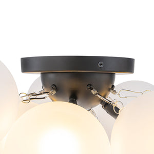 LightFixturesUSA-3-Light Brass Cluster Frosted Glass Globe Bubble Ceiling Light-Ceiling Light-Nickel (Pre-Order)-