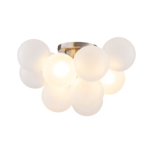 LightFixturesUSA-3-Light Brass Cluster Frosted Glass Globe Bubble Ceiling Light-Ceiling Light-Nickel (Pre-Order)-
