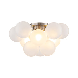LightFixturesUSA-3-Light Brass Cluster Frosted Glass Globe Bubble Ceiling Light-Ceiling Light-Nickel (Pre-Order)-