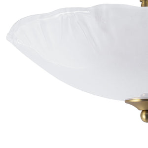 LightFixturesUSA - 3 - Light Brass Textured Glass Bowl Round Semi Flush Mount - Ceiling Light - Clear Glass - 
