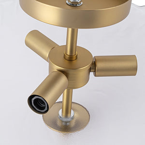 LightFixturesUSA - 3 - Light Brass Textured Glass Bowl Round Semi Flush Mount - Ceiling Light - Clear Glass - 