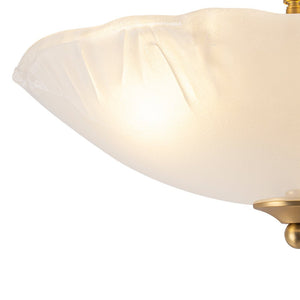 LightFixturesUSA - 3 - Light Brass Textured Glass Bowl Round Semi Flush Mount - Ceiling Light - Clear Glass - 