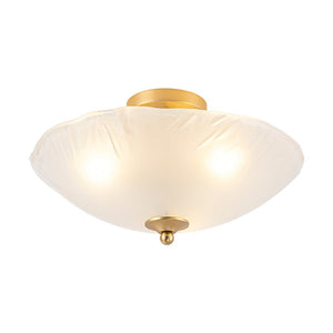 LightFixturesUSA - 3 - Light Brass Textured Glass Bowl Round Semi Flush Mount - Ceiling Light - Clear Glass - 