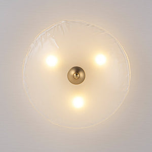 LightFixturesUSA - 3 - Light Brass Textured Glass Bowl Round Semi Flush Mount - Ceiling Light - Clear Glass - 