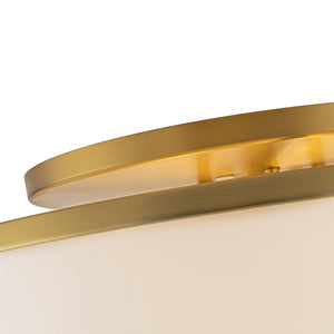 LightFixturesUSA-3-Light Brass White Fabric Drum Cage Semi Flush Mount-Ceiling Light-20 in-