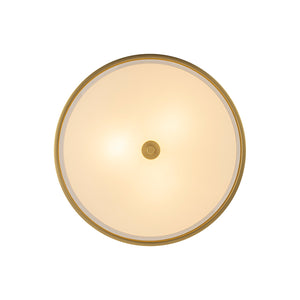LightFixturesUSA-3-Light Brass White Fabric Drum Cage Semi Flush Mount-Ceiling Light-20 in-