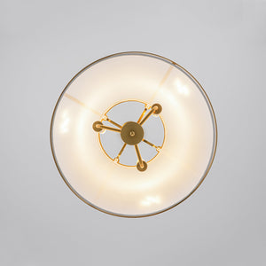 LightFixturesUSA-3-Light Brass White Linen Conical Lantern Chandelier-Chandelier-16 in-