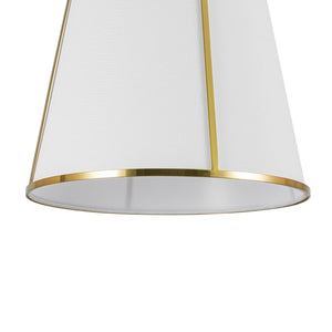 LightFixturesUSA-3-Light Brass White Linen Conical Lantern Chandelier-Chandelier-16 in-
