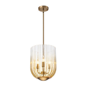 LightFixturesUSA - 3 - Light Candle Style Bell Ribbed Tinted Glass Ceiling Pendant - Pendant Light - Smoked Glass - 