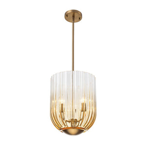 LightFixturesUSA - 3 - Light Candle Style Bell Ribbed Tinted Glass Ceiling Pendant - Pendant Light - Smoked Glass - 