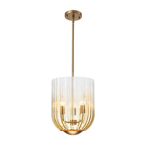 LightFixturesUSA - 3 - Light Candle Style Bell Ribbed Tinted Glass Ceiling Pendant - Pendant Light - Smoked Glass - 