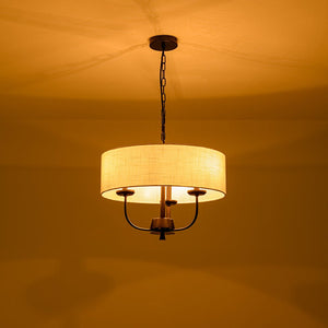 LightFixturesUSA - 3 - Light Candle Style Large Fabric Drum Cage Chandelier - Chandelier - 19.7 in - 