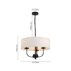 LightFixturesUSA - 3 - Light Candle Style Large Fabric Drum Cage Chandelier - Chandelier - 19.7 in - 