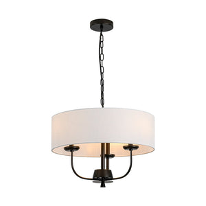 LightFixturesUSA - 3 - Light Candle Style Large Fabric Drum Cage Chandelier - Chandelier - 19.7 in - 