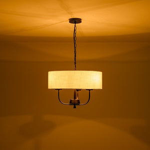 LightFixturesUSA - 3 - Light Candle Style Large Fabric Drum Cage Chandelier - Chandelier - 19.7 in - 