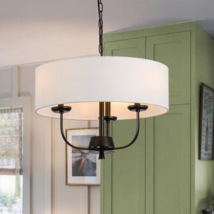 LightFixturesUSA - 3 - Light Candle Style Large Fabric Drum Cage Chandelier - Chandelier - 19.7 in - 