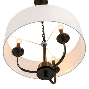 LightFixturesUSA - 3 - Light Candle Style Large Fabric Drum Cage Chandelier - Chandelier - 19.7 in - 