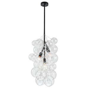 LightFixturesUSA-3-Light Cascade Cluster Clear Glass Bubble Chandelier-Chandelier-Black-