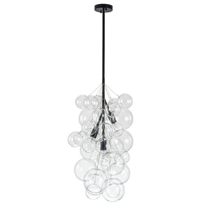 LightFixturesUSA-3-Light Cascade Cluster Clear Glass Bubble Chandelier-Chandelier-Black-